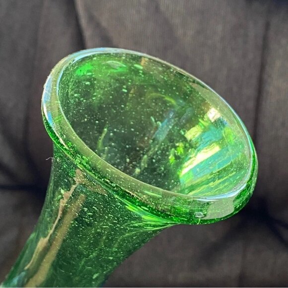 Handblown Artisan Glass Vase Blue and Green 7.25in - Picture 2 of 15